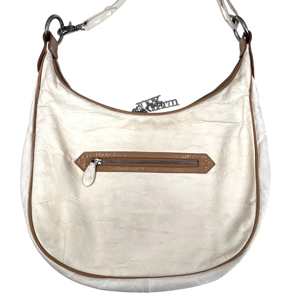 Charm and‎ Luck Studded Leather Hobo Crossbody Shoulder Bag Rhinestones Y2K VTG